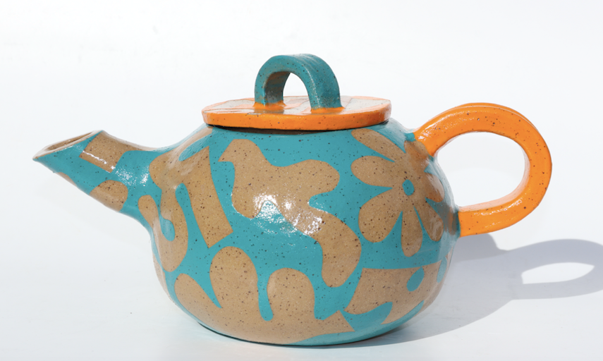 Daisy 'n Dingbat Teapot Mama Tangerine & Turquoise